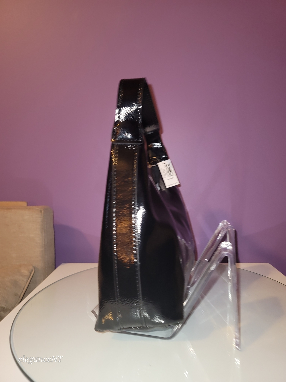 Old Navy Black Patent Mini Hobo Bag NWT - Picture 3 of 9